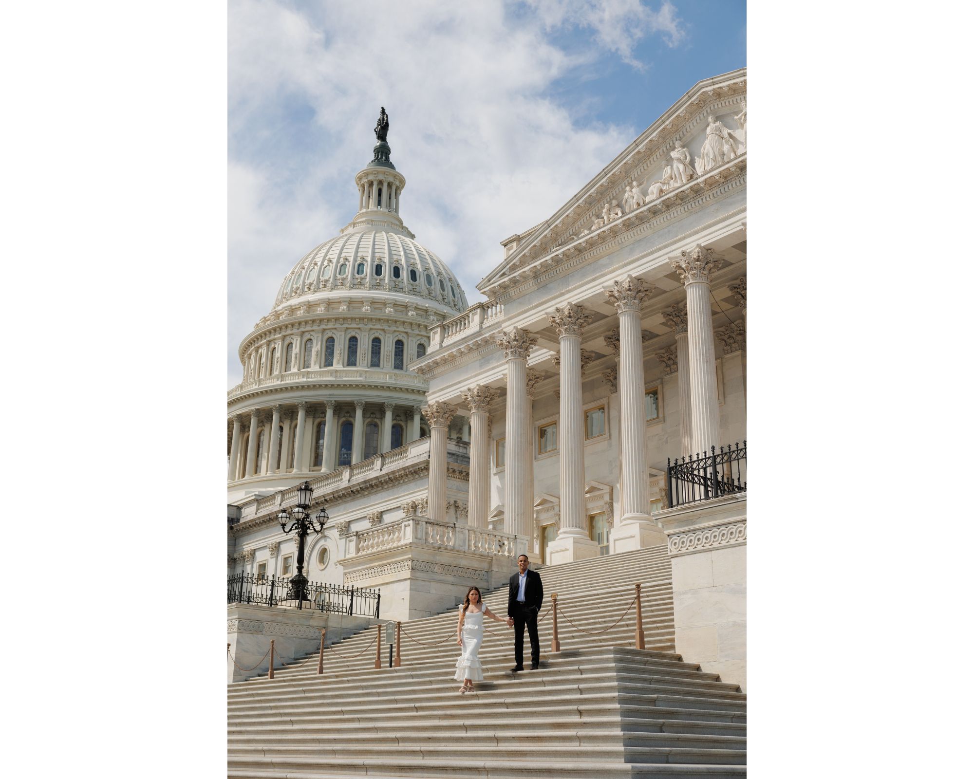 Engaged couple taking their portraits in Washington DC