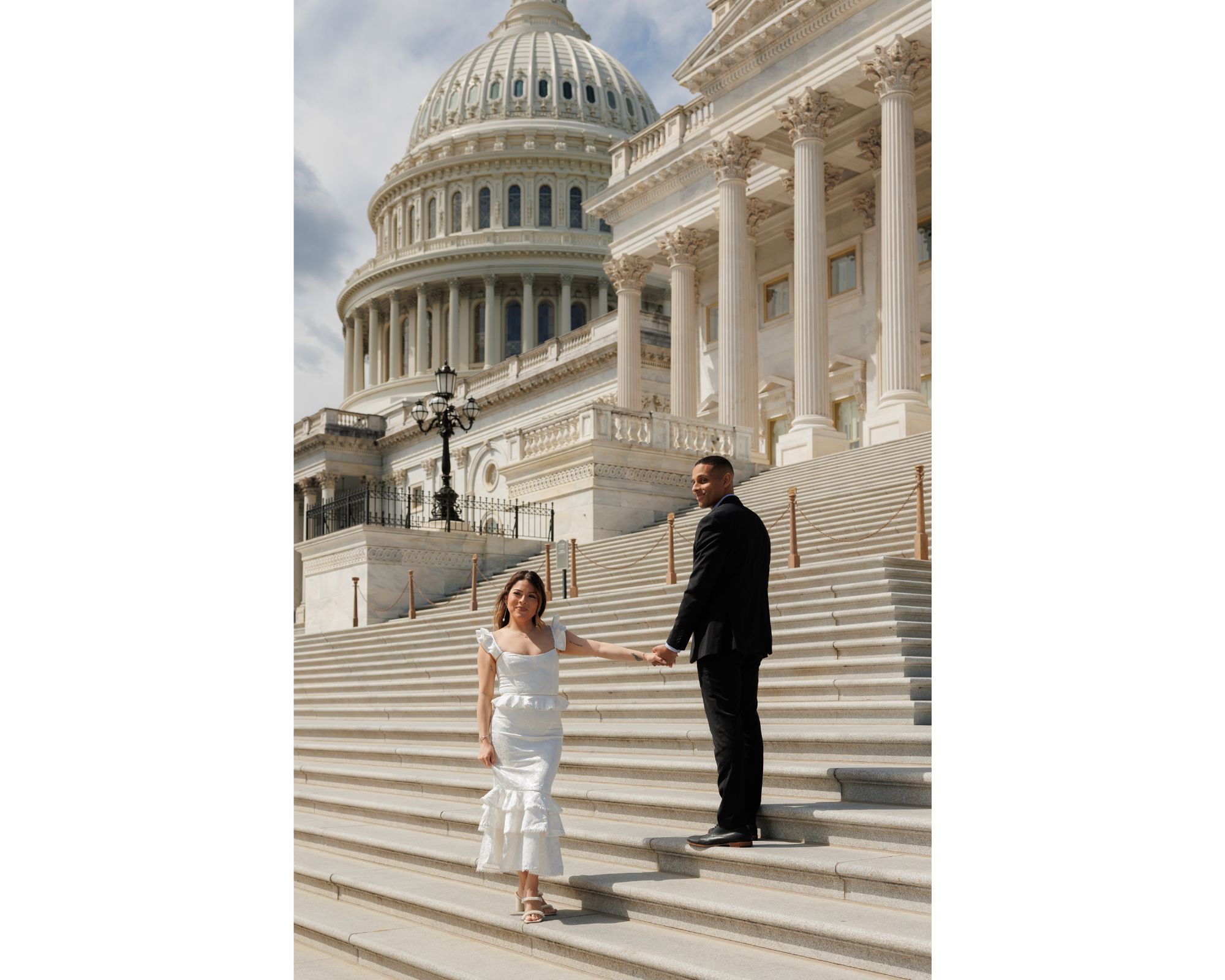 Couple posing at the Capitol Building