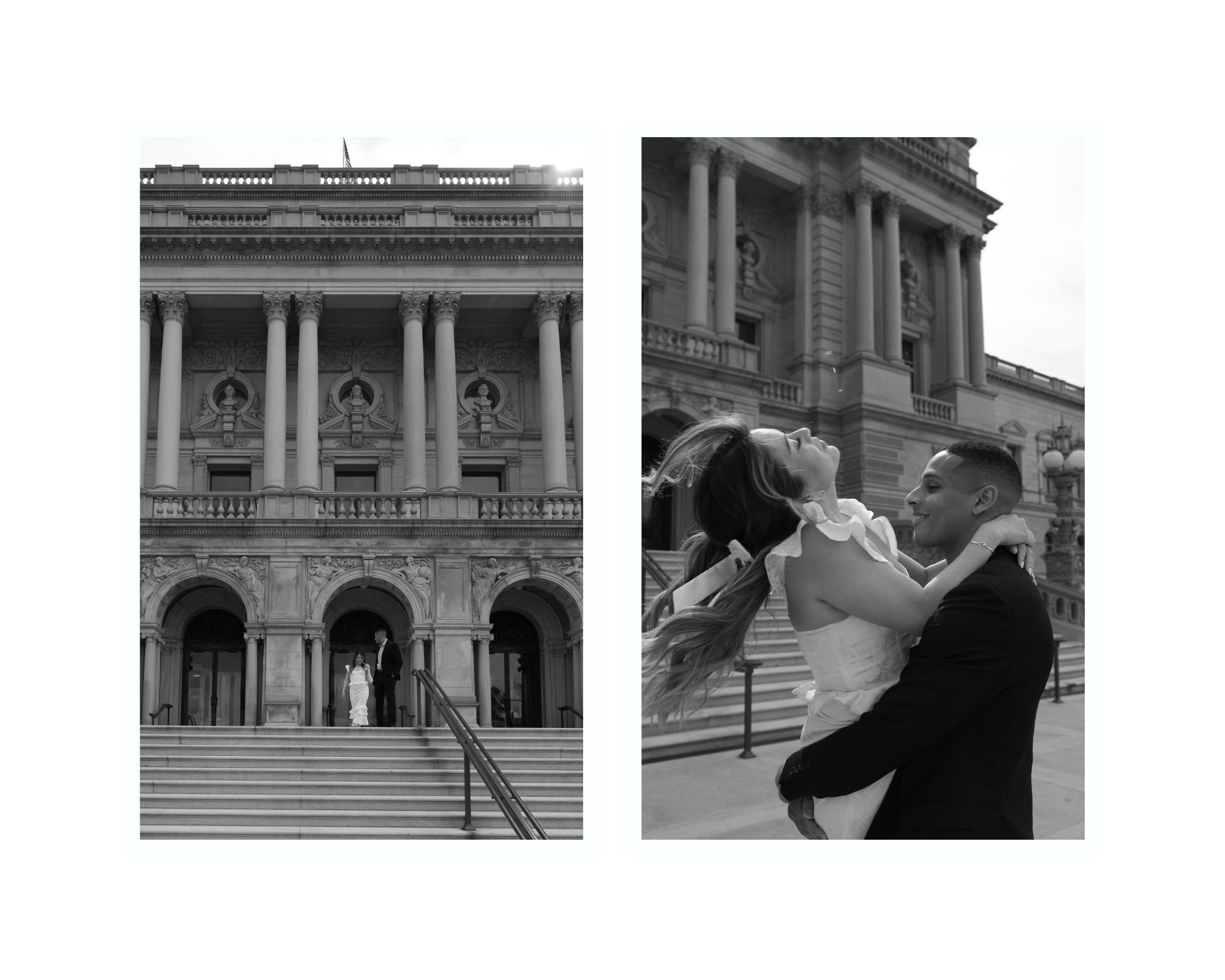 Stunning engagement portraits of a bride and groom.