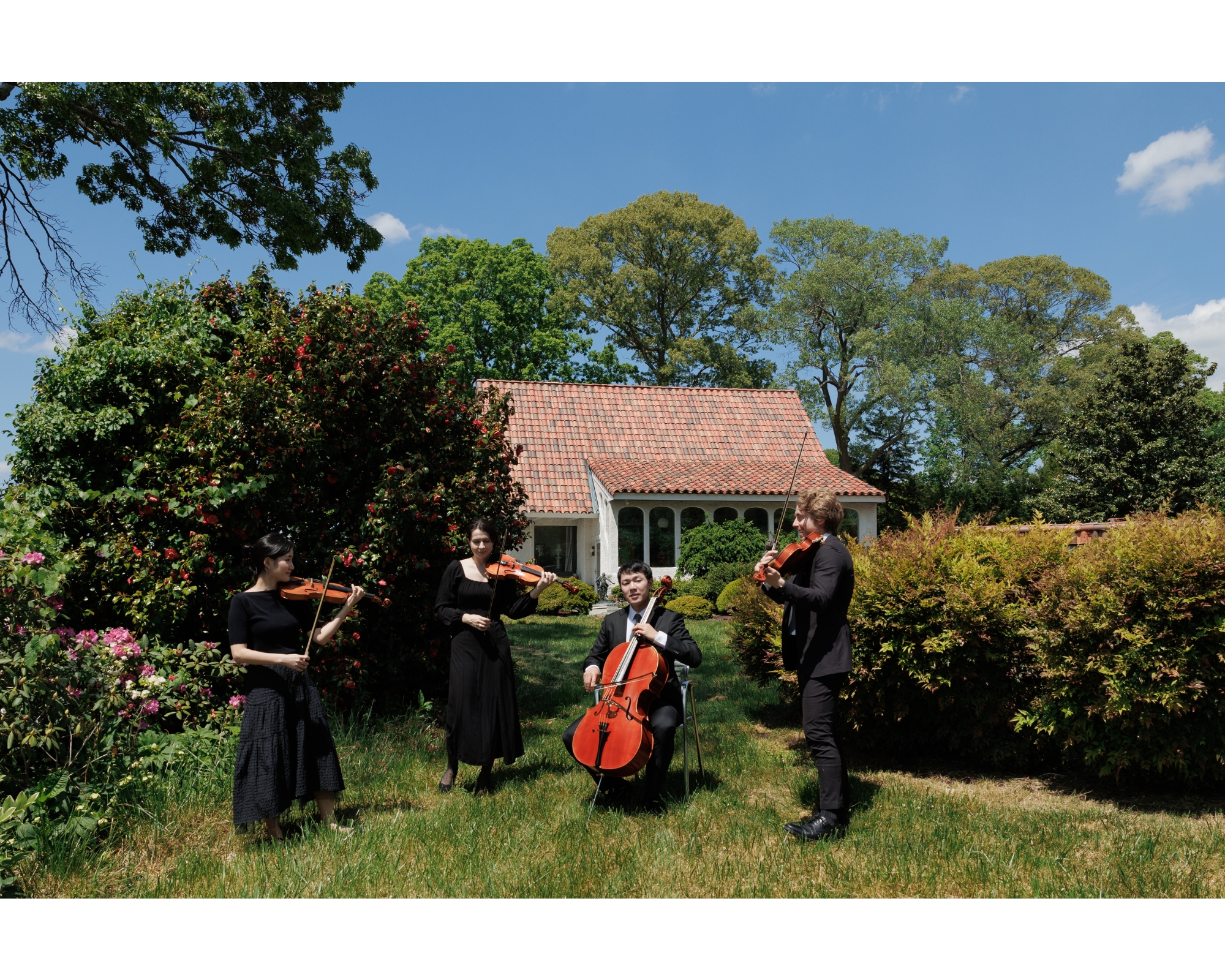 Charming quartet plays at a wedding in Maryland.