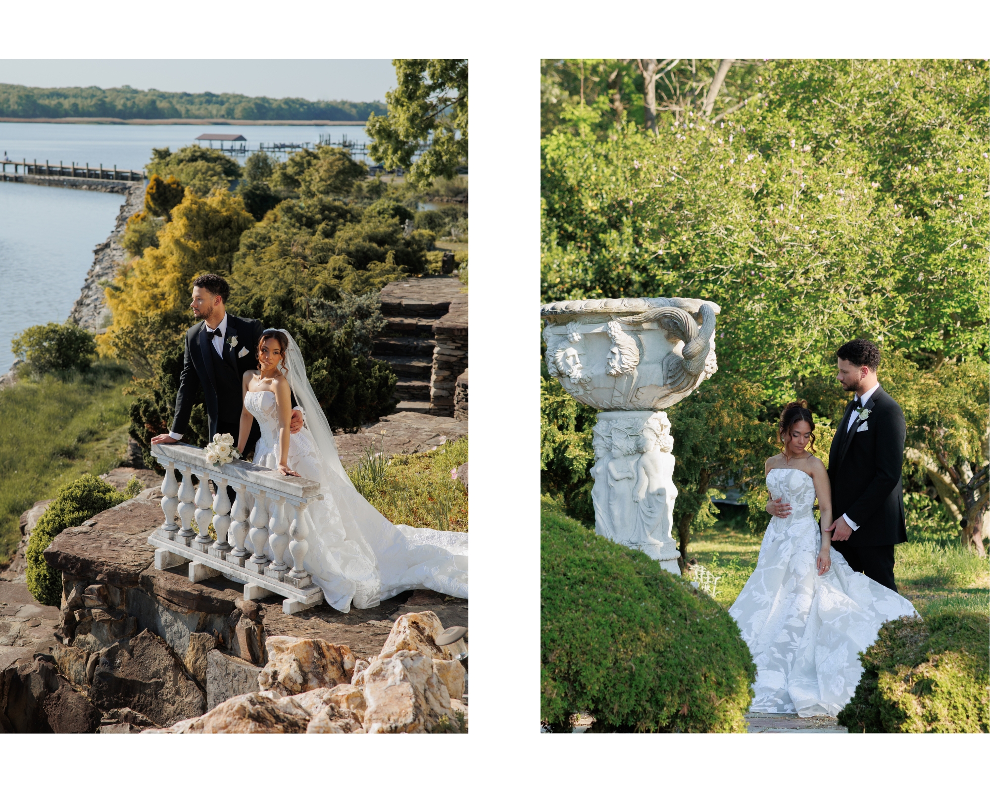 The bride and groom pose for portraits.