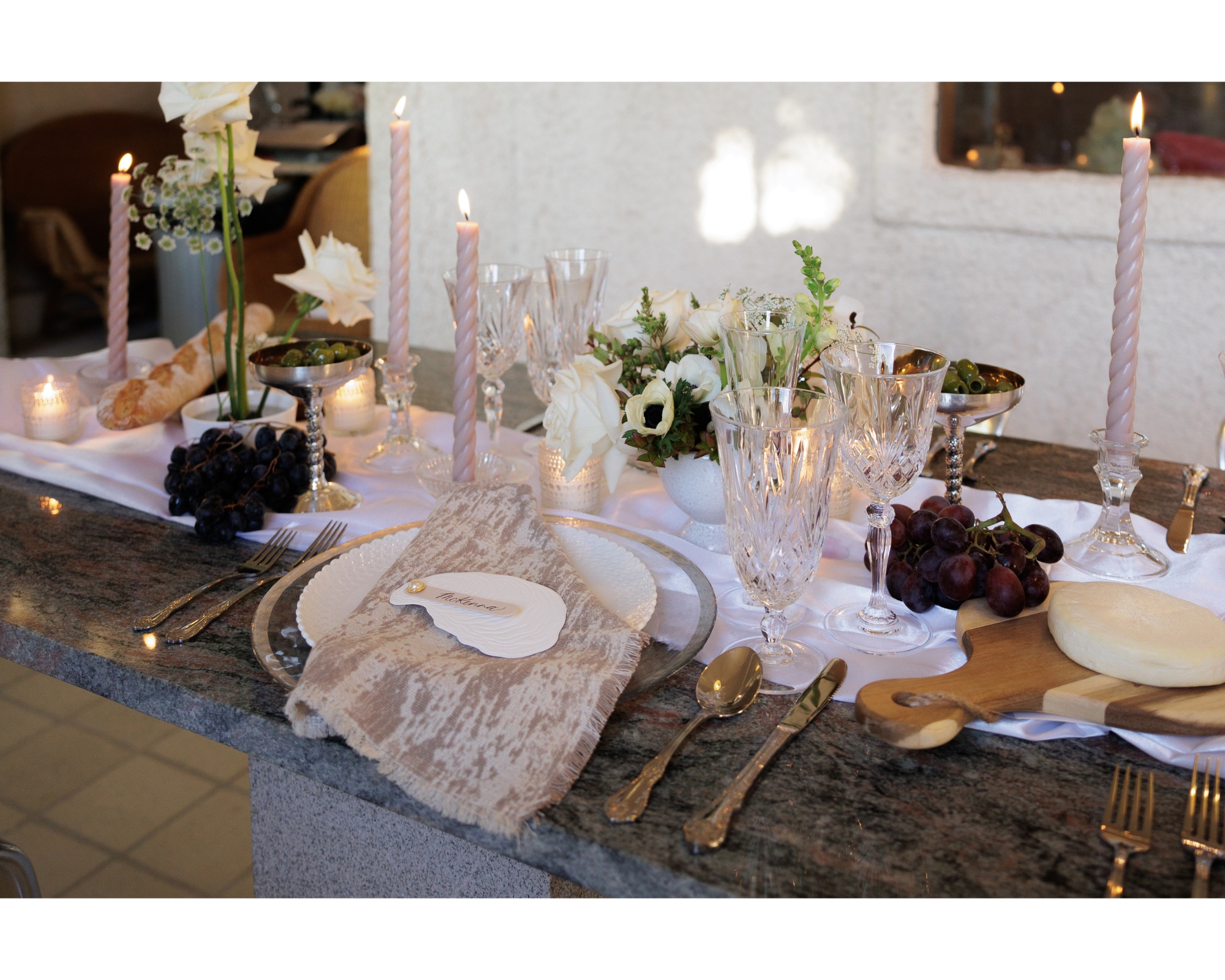 Beautiful details for this private dinner set up at Villamour.