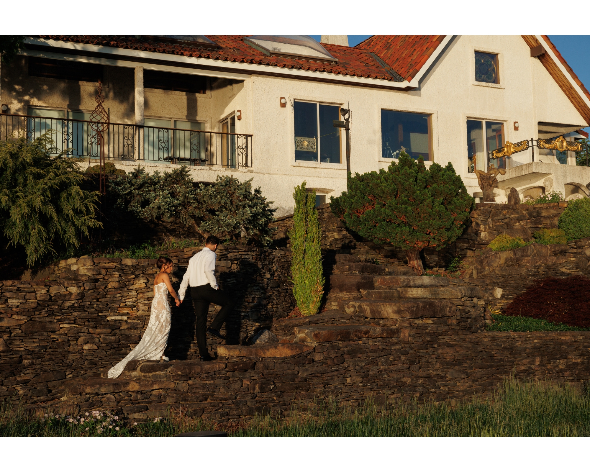 Bride and groom head inside for a private dinner.