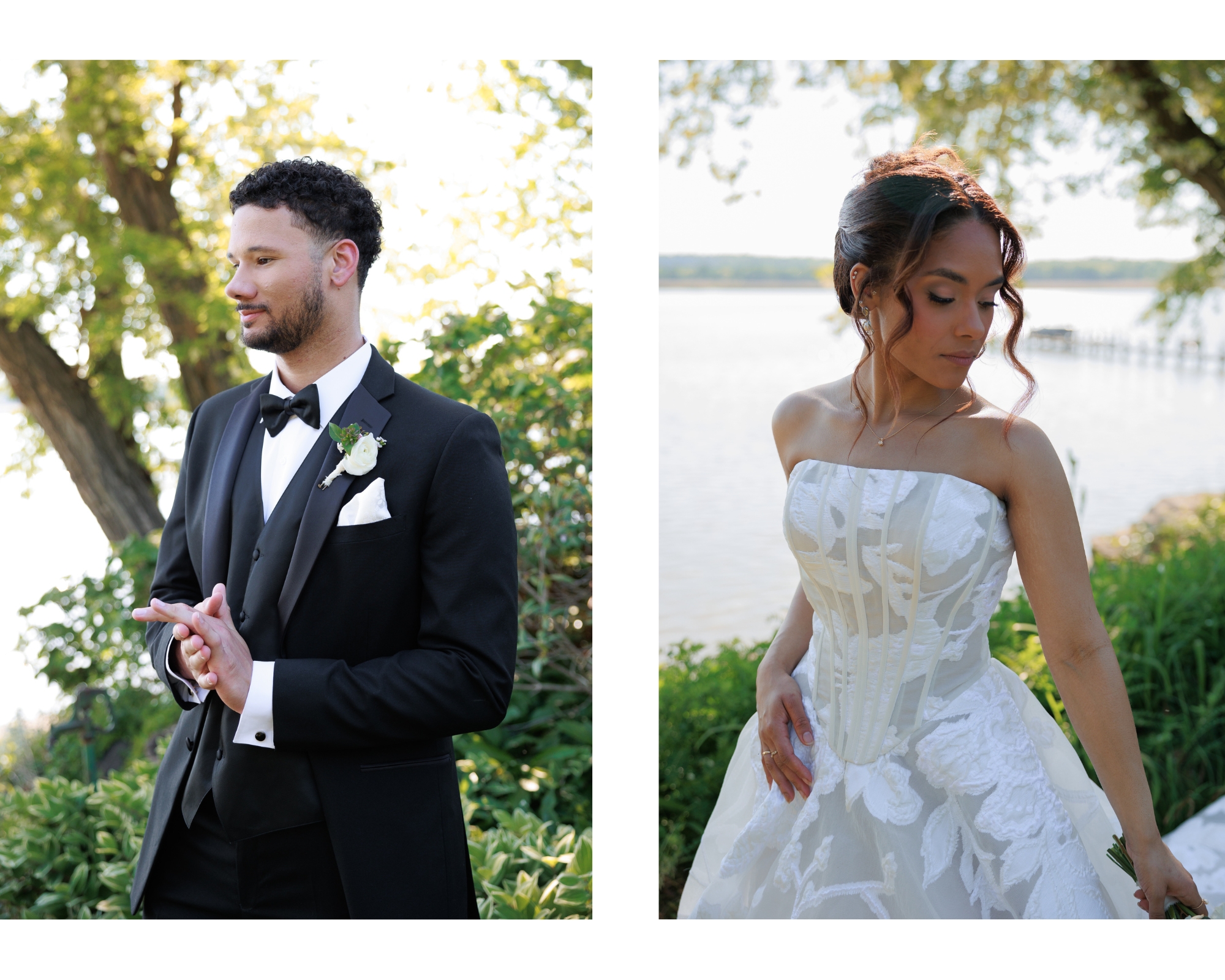 Photos of a bride and groom.