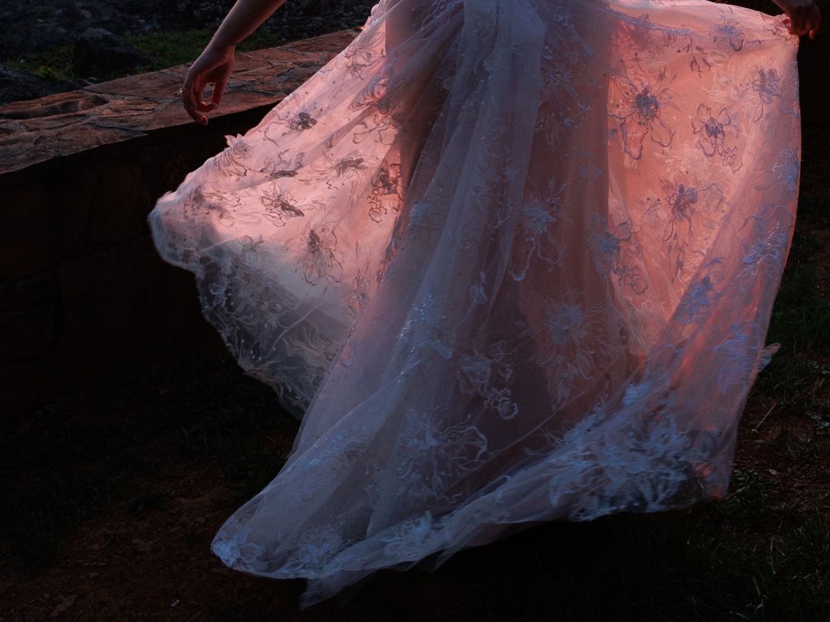 Sunlight and brides dress