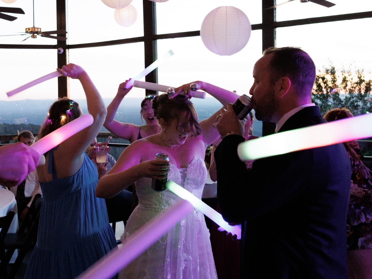 Bride and groom dancing