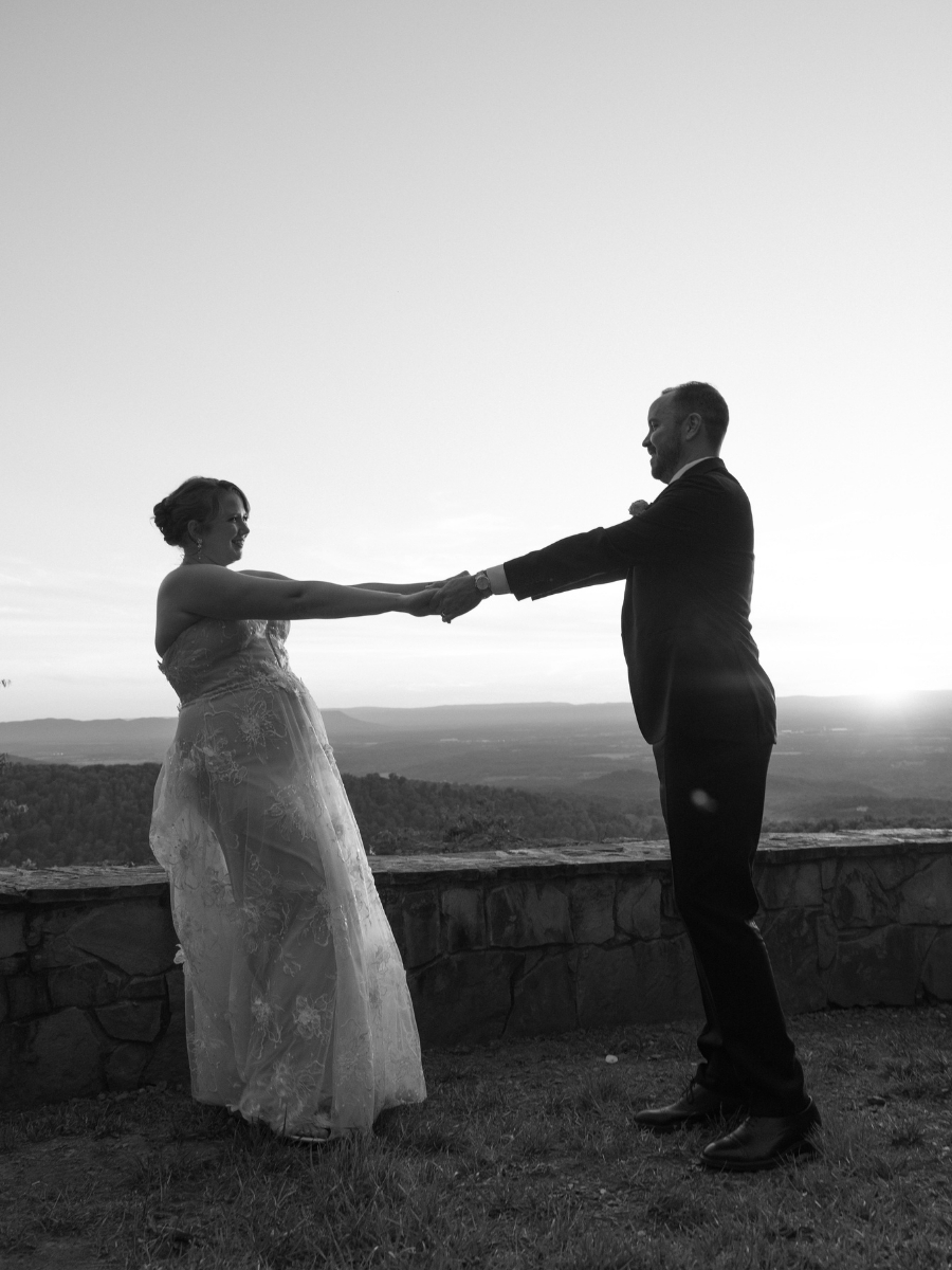 Sunset and Alex and Moriah's wedding at Blue Mountain Lodge