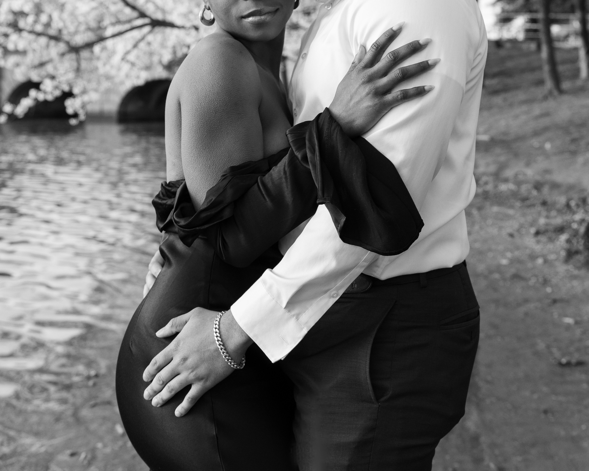 Black and white image of an engagement session