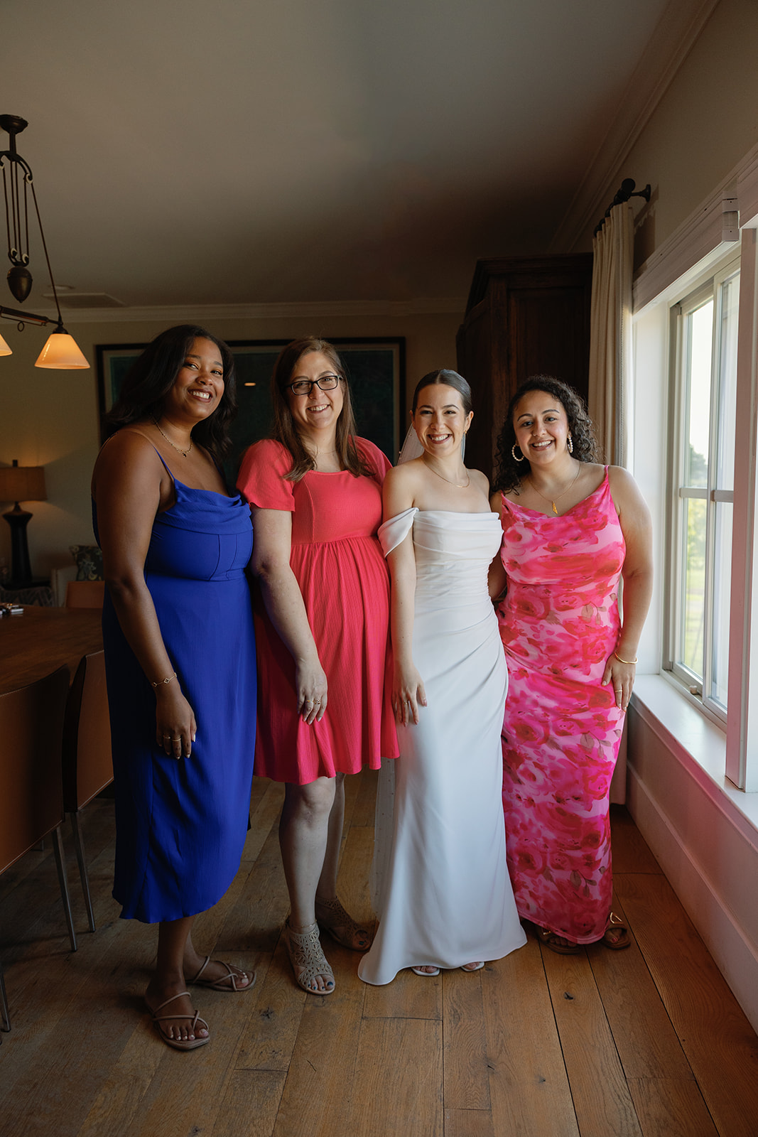 Friends in the bridal suite at Abigail's wedding.