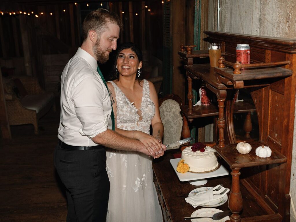 Reception details at Silverbrook farm wedding