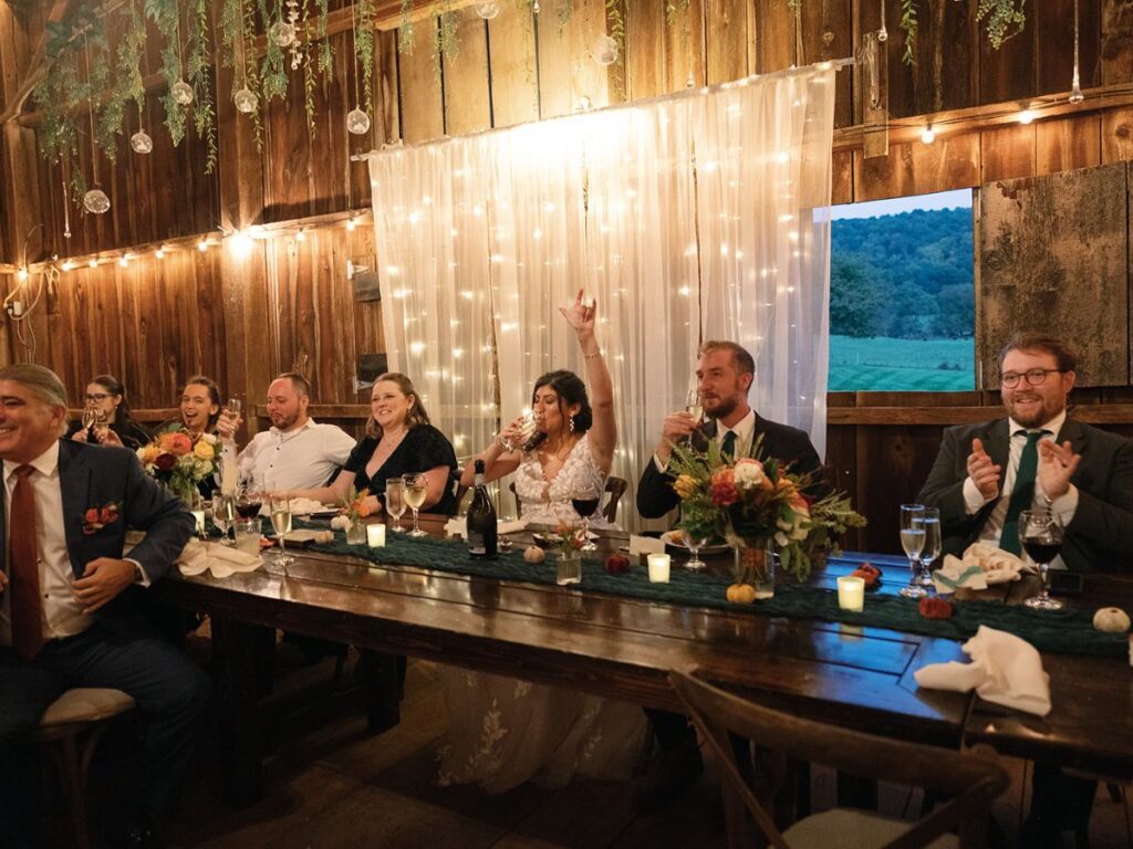 Reception details at Silverbrook farm wedding