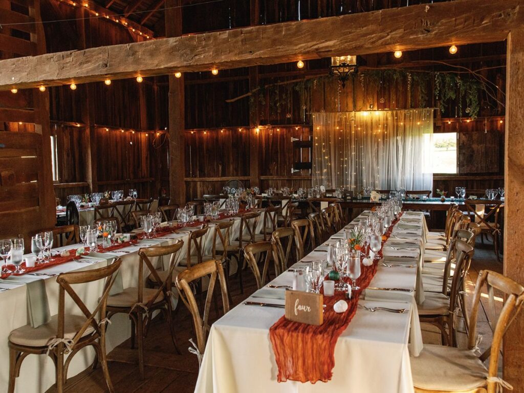 Reception details at Silverbrook farm wedding