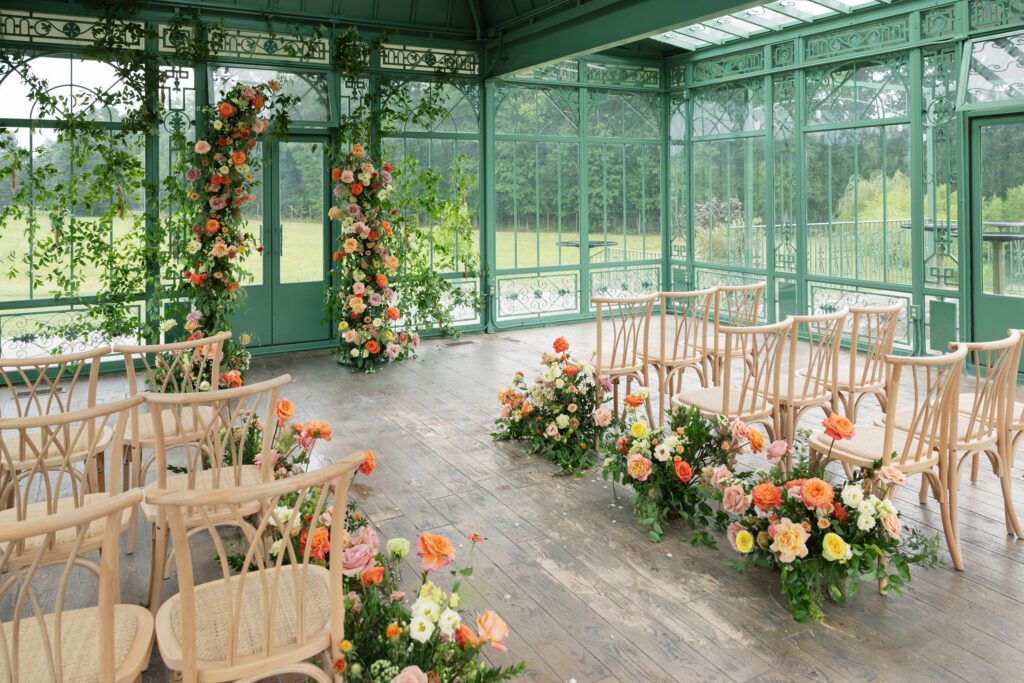 Ceremony set up at the greenhouse