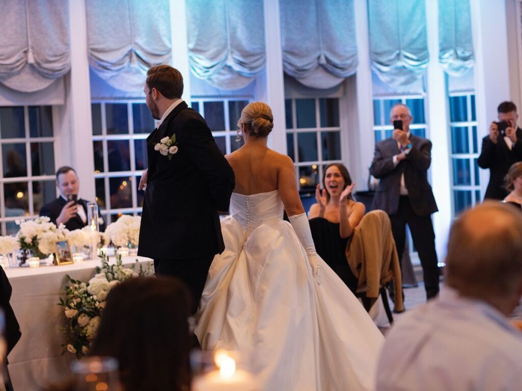 Bride and groom sharing their first dance together.