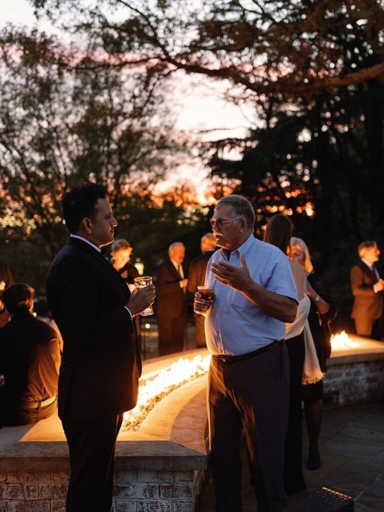 Cocktail hour photos of guests mingling