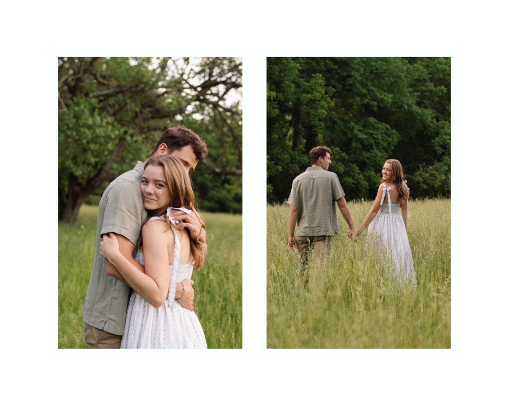 Engaged couple cuddling at Oatlands Historic House in Leesburg, Virginia during a spring engagement session by Northern Virginia photographer Alex McCormick
