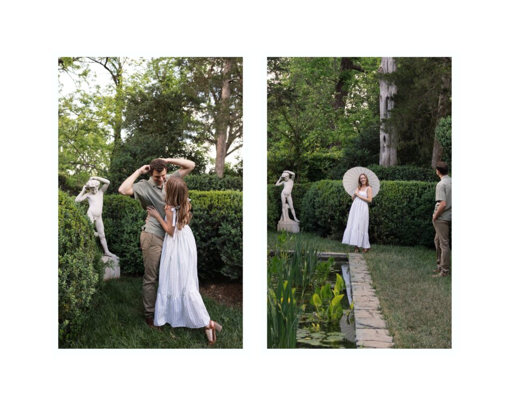 Charming couple posing in the garden at Oatlands