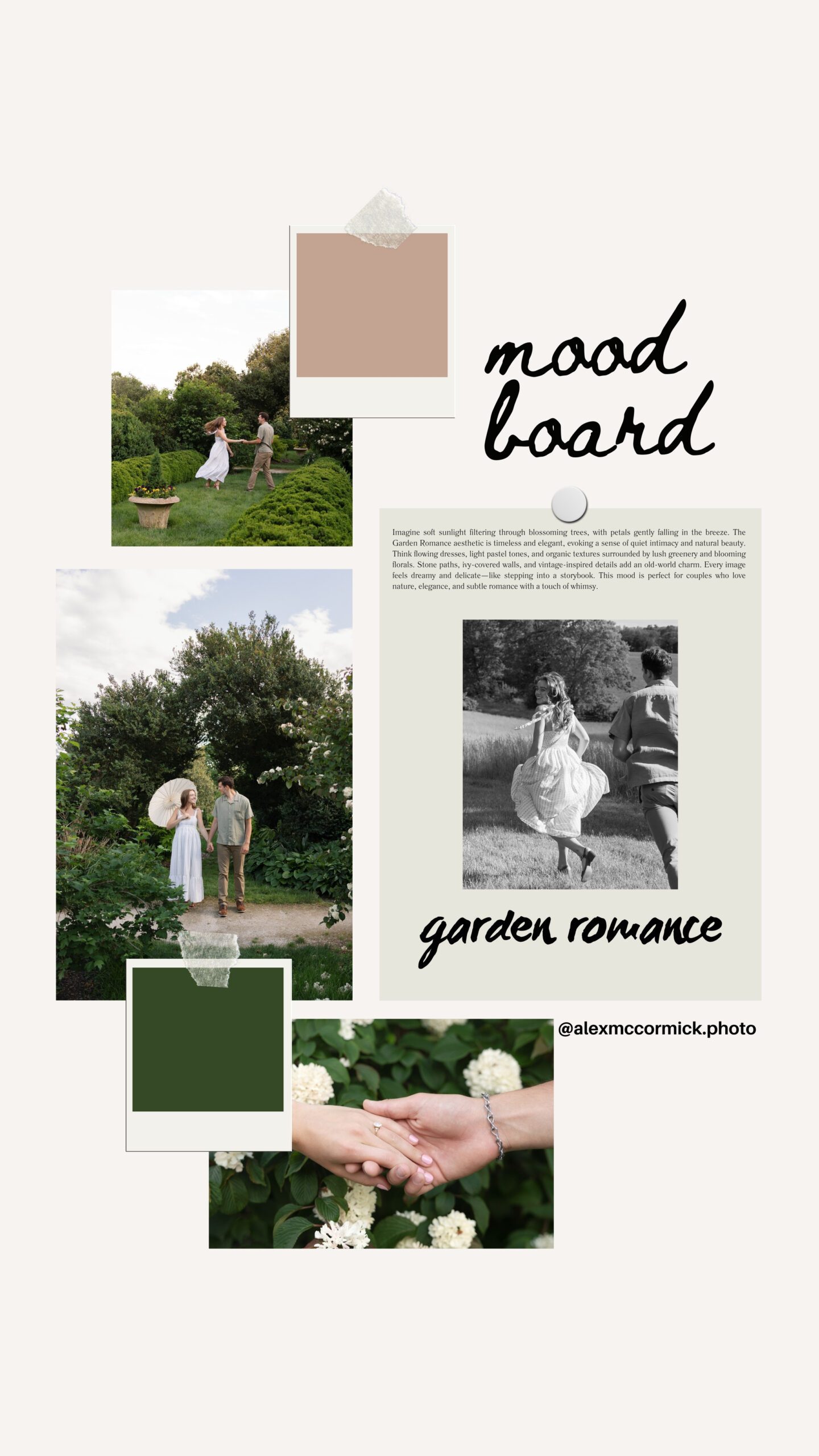 Garden Romance Mood Board for your Engagement Session