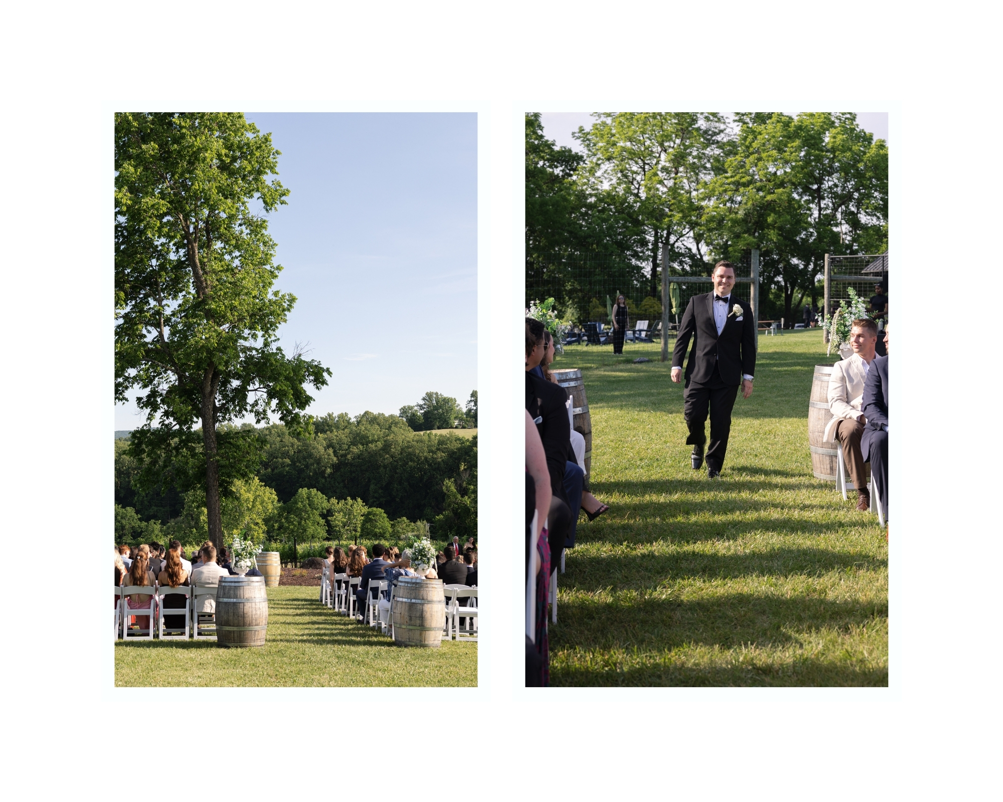Guests seated outdoors beneath a sunny summer sky at Cana Vineyards in Middleburg, Virginia