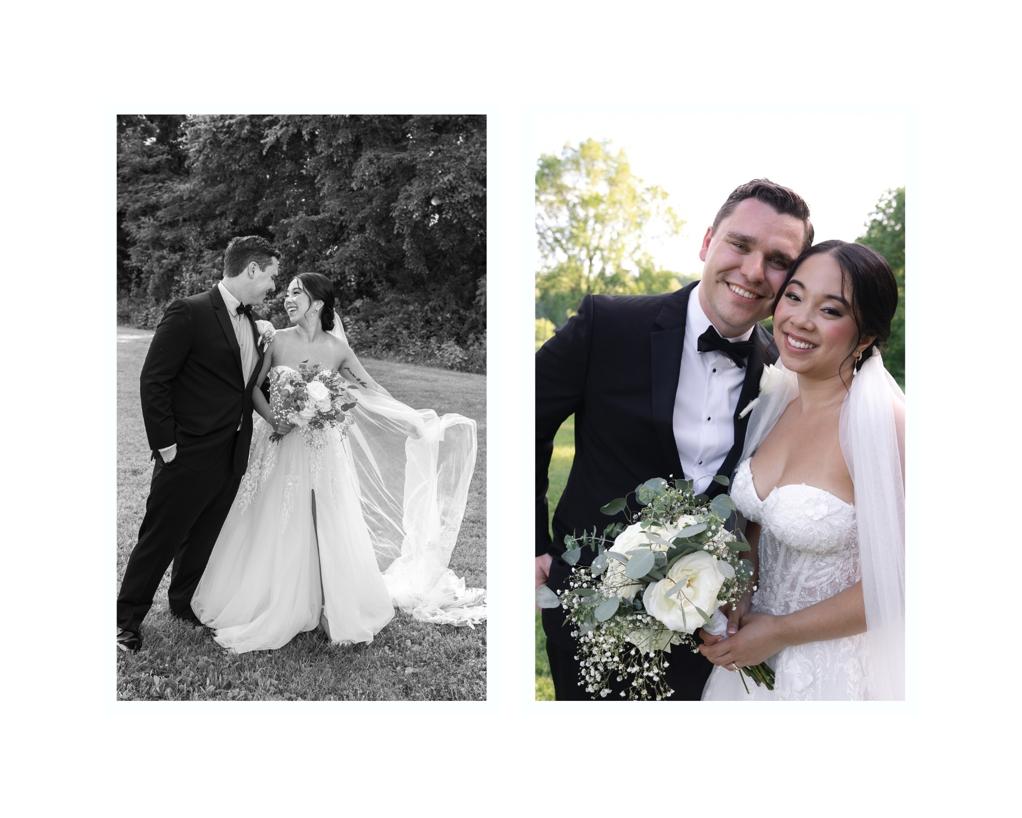 Bride and groom sharing golden hour portraits among the vines during their Middleburg winery wedding