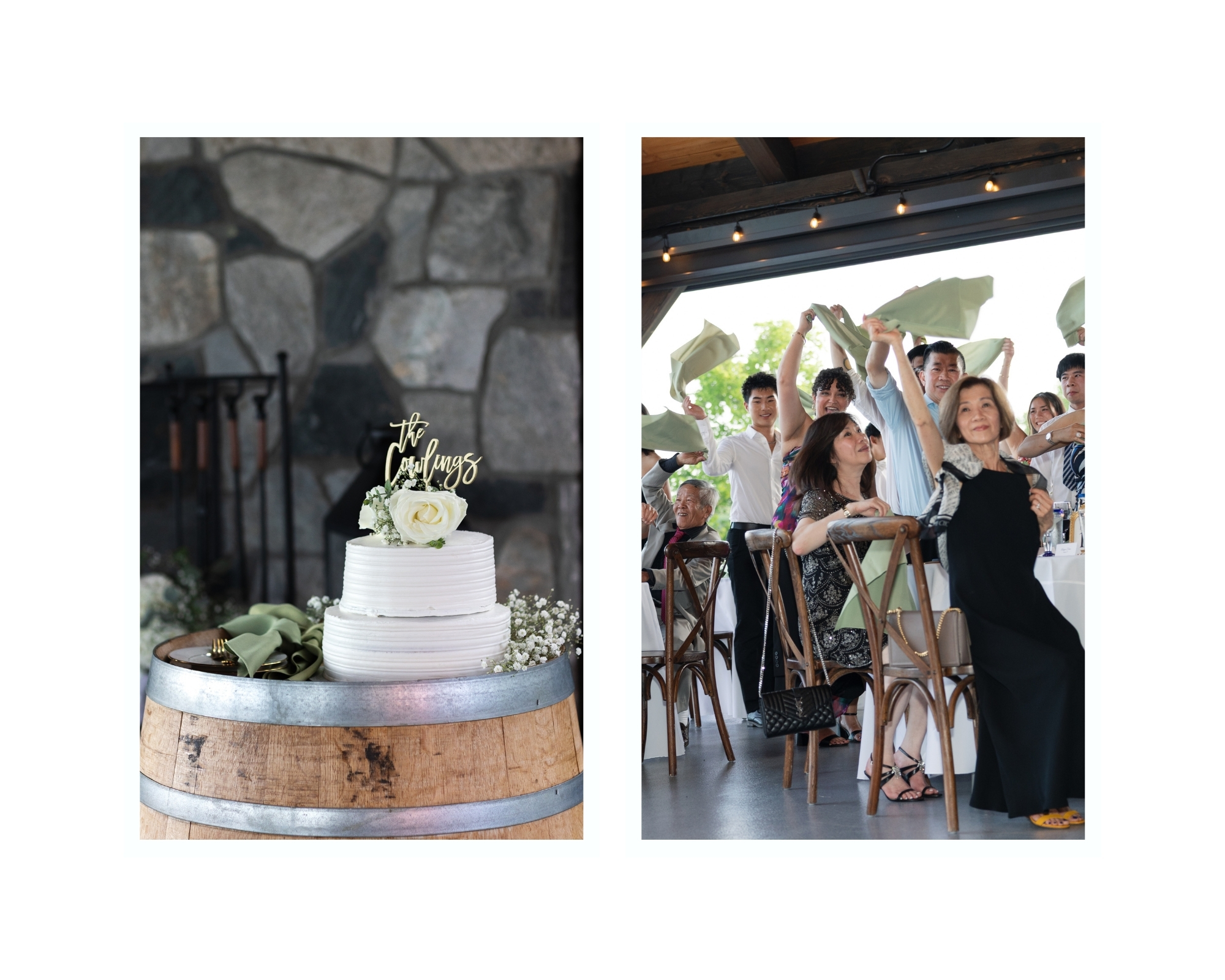 White cake staged and ready for cake-cutting during the reception