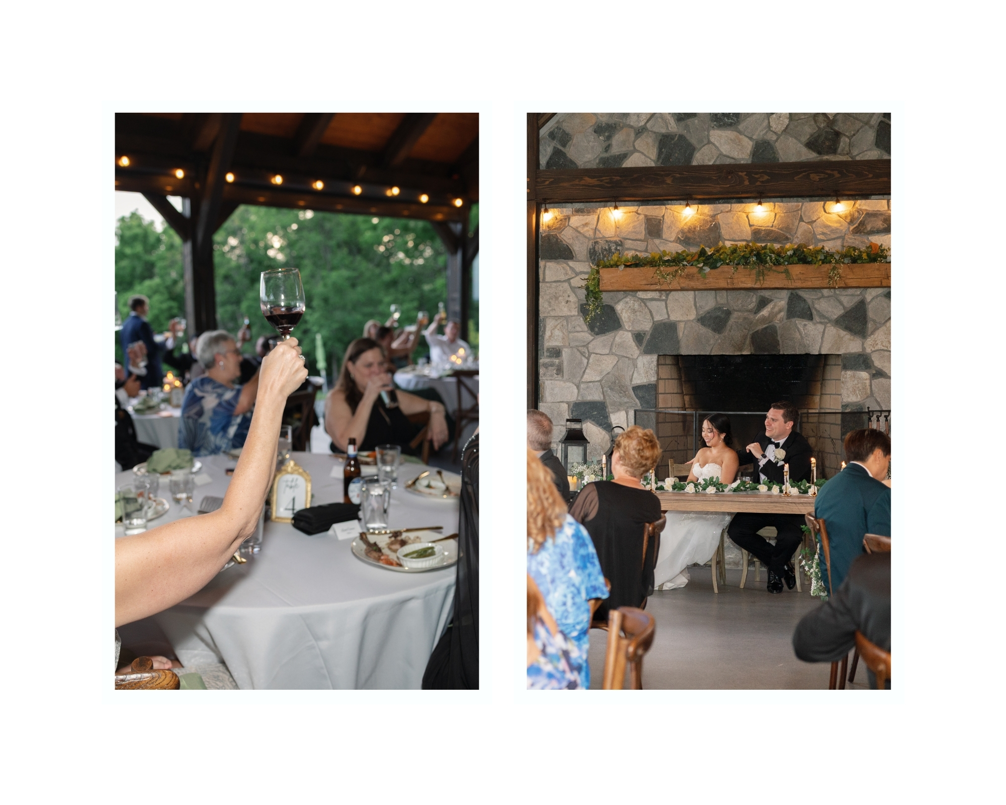 The couple shares a toast during their speeches