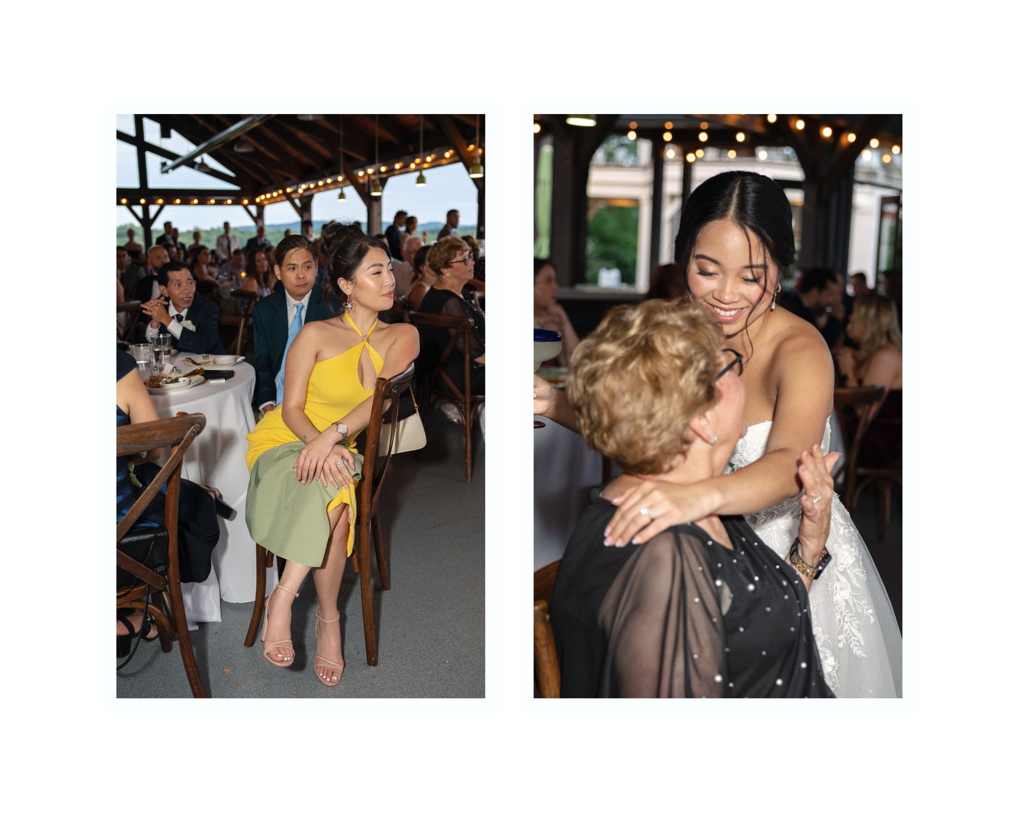 Bride shares a hug with her grandmother during speeches