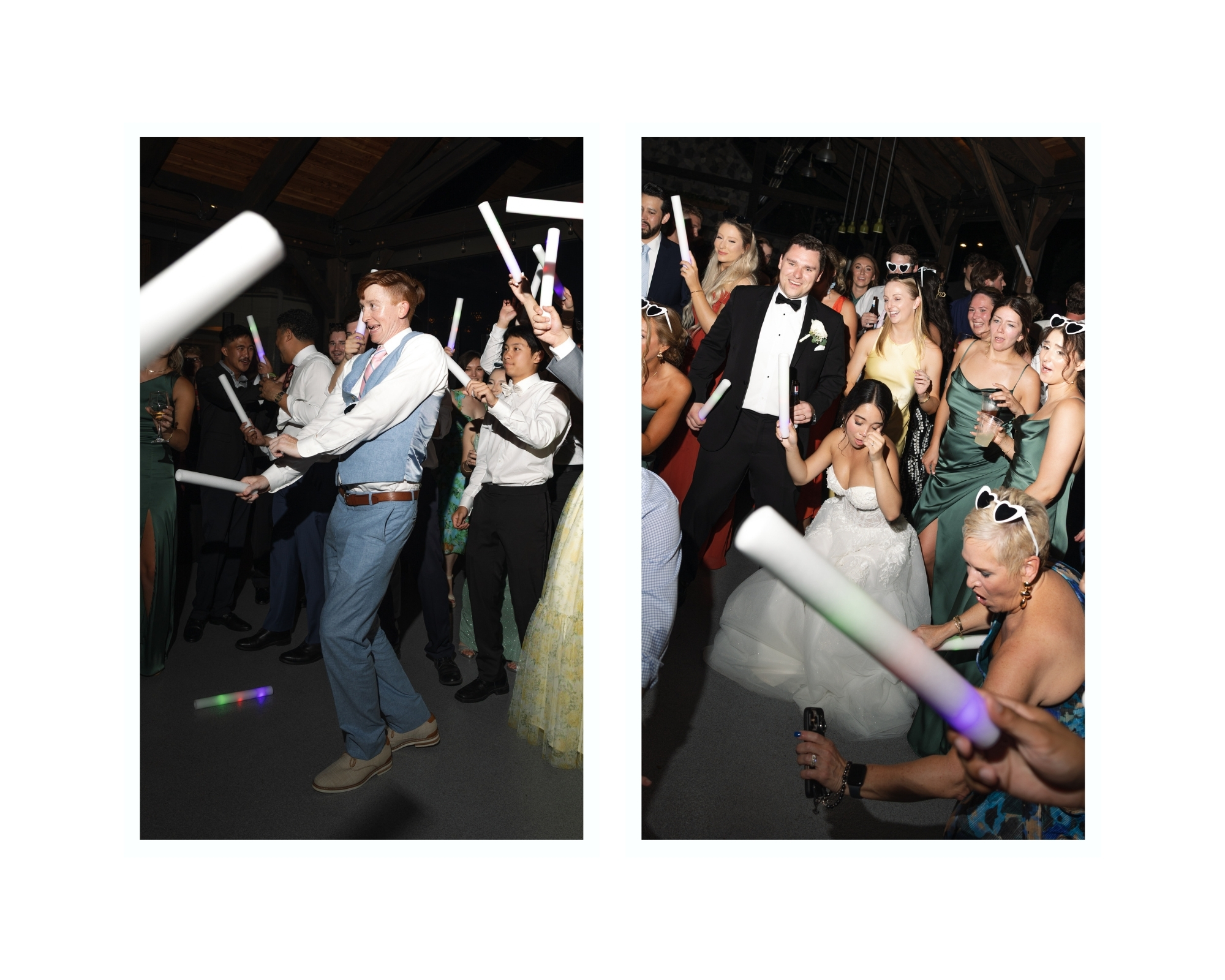 The couple dancing with friends during a joyful reception party at their Middleburg winery wedding