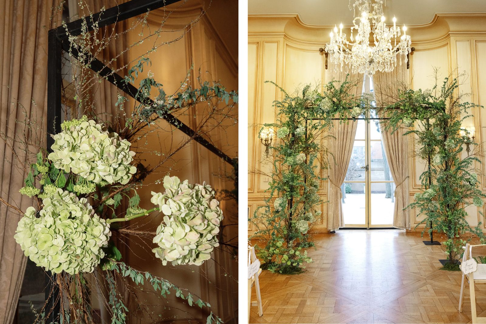 Green and Florals at Meridian House Ceremony Set up 