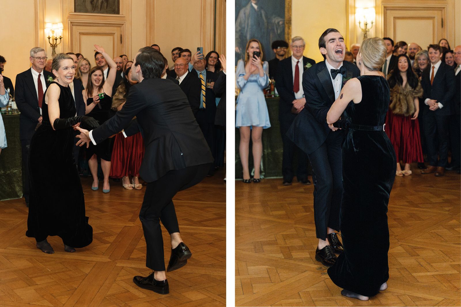 Groom and his mom dance at his meridian house wedding