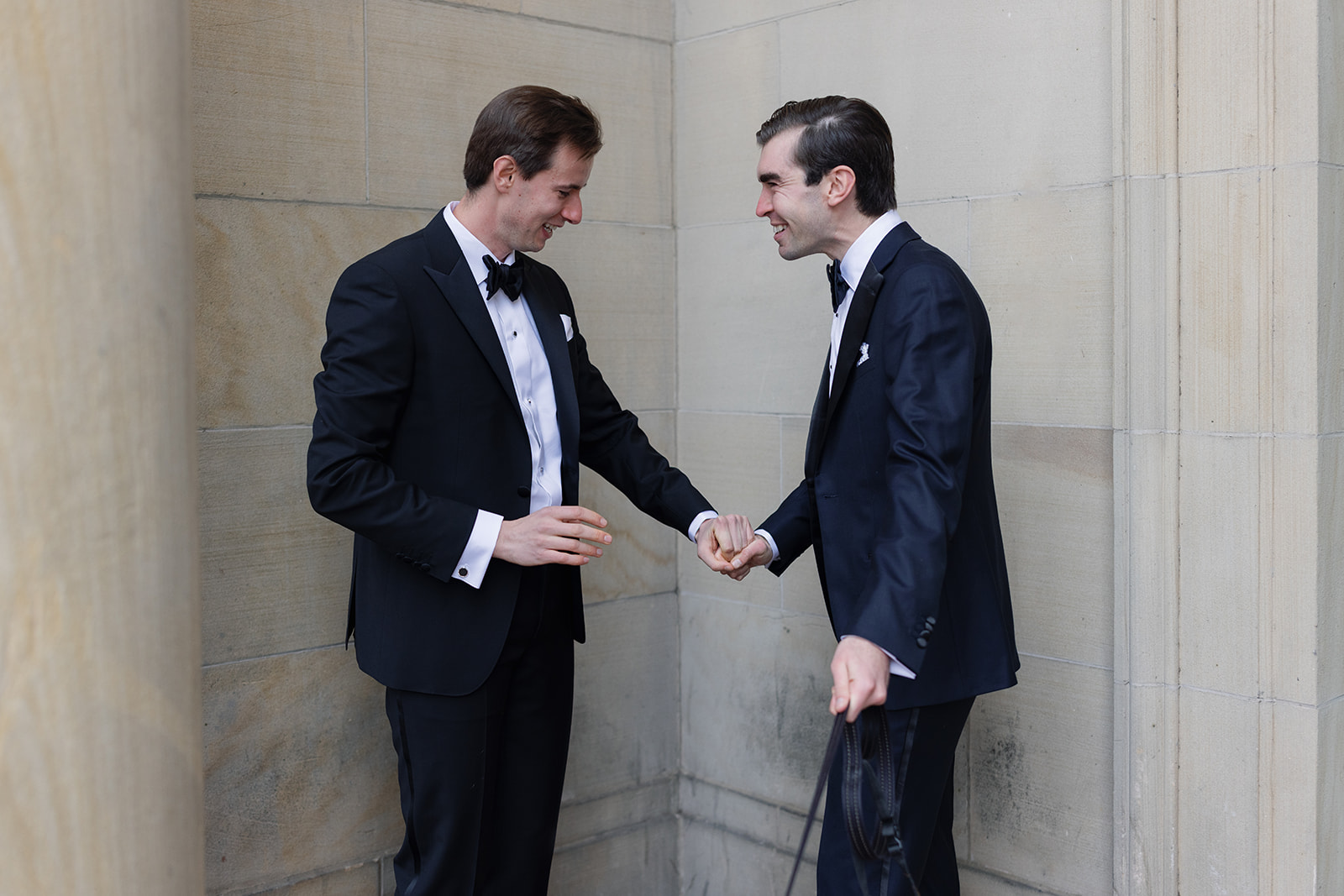 Grooms first look before they get married at the historic Meridian House in Washington DC