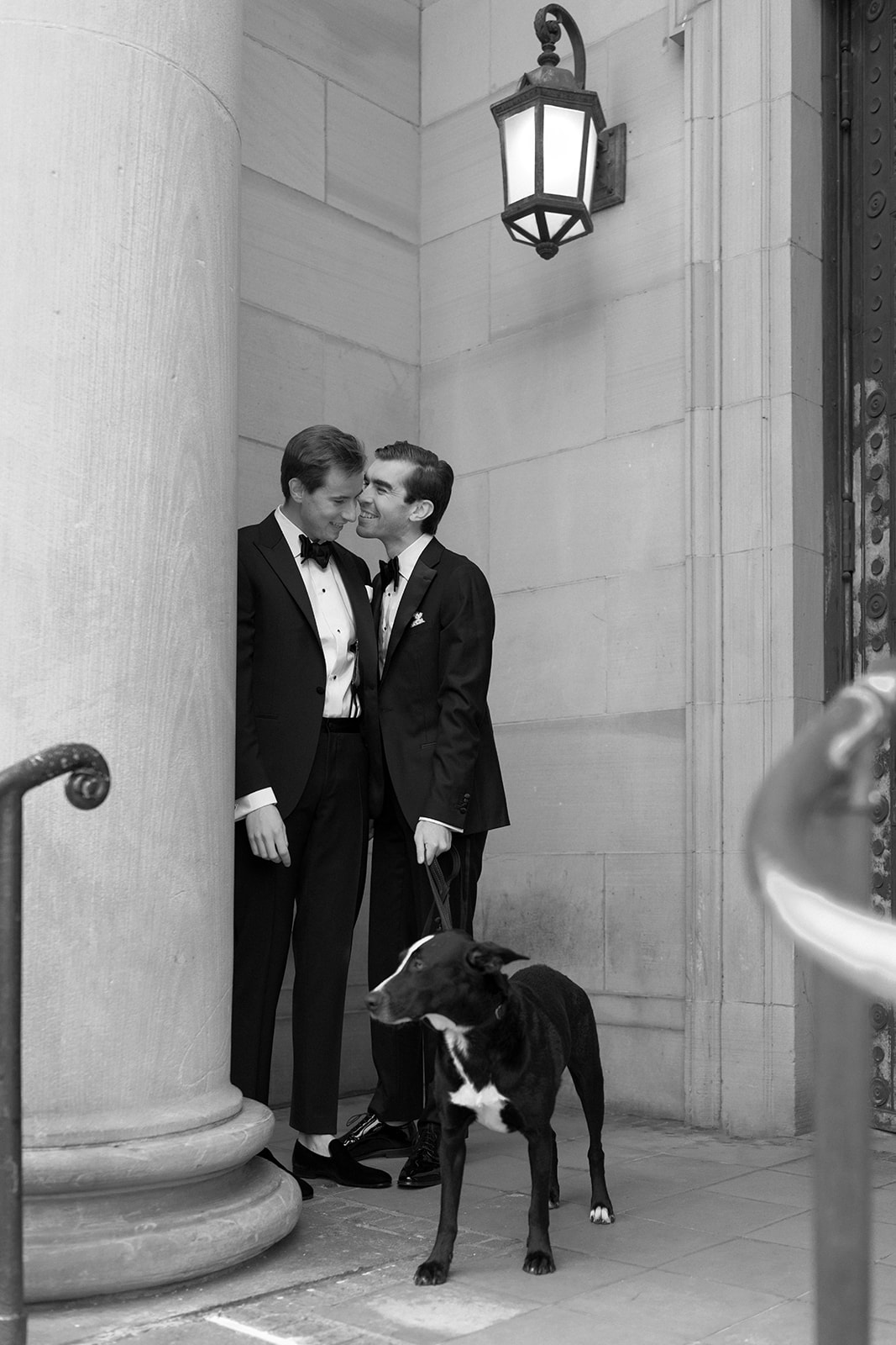 Grooms first look before they get married at the historic Meridian House in Washington DC