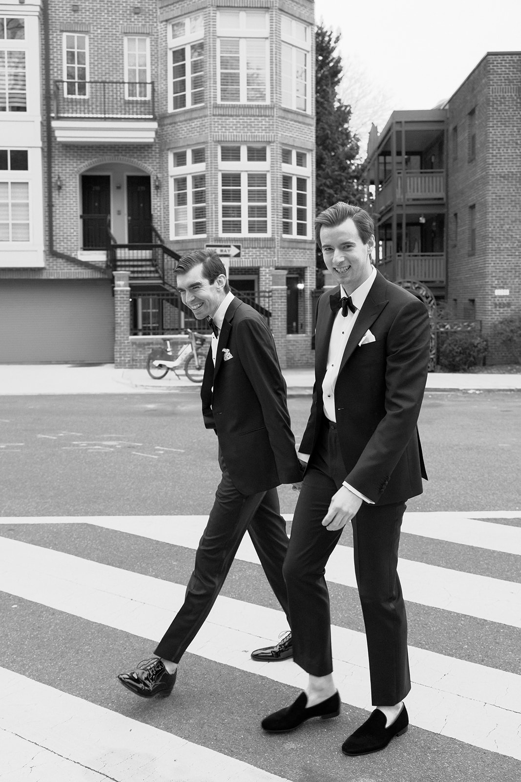 Groom Portraits as they walk to their LGBTQ wedding at the historic Meridian House in Washington DC