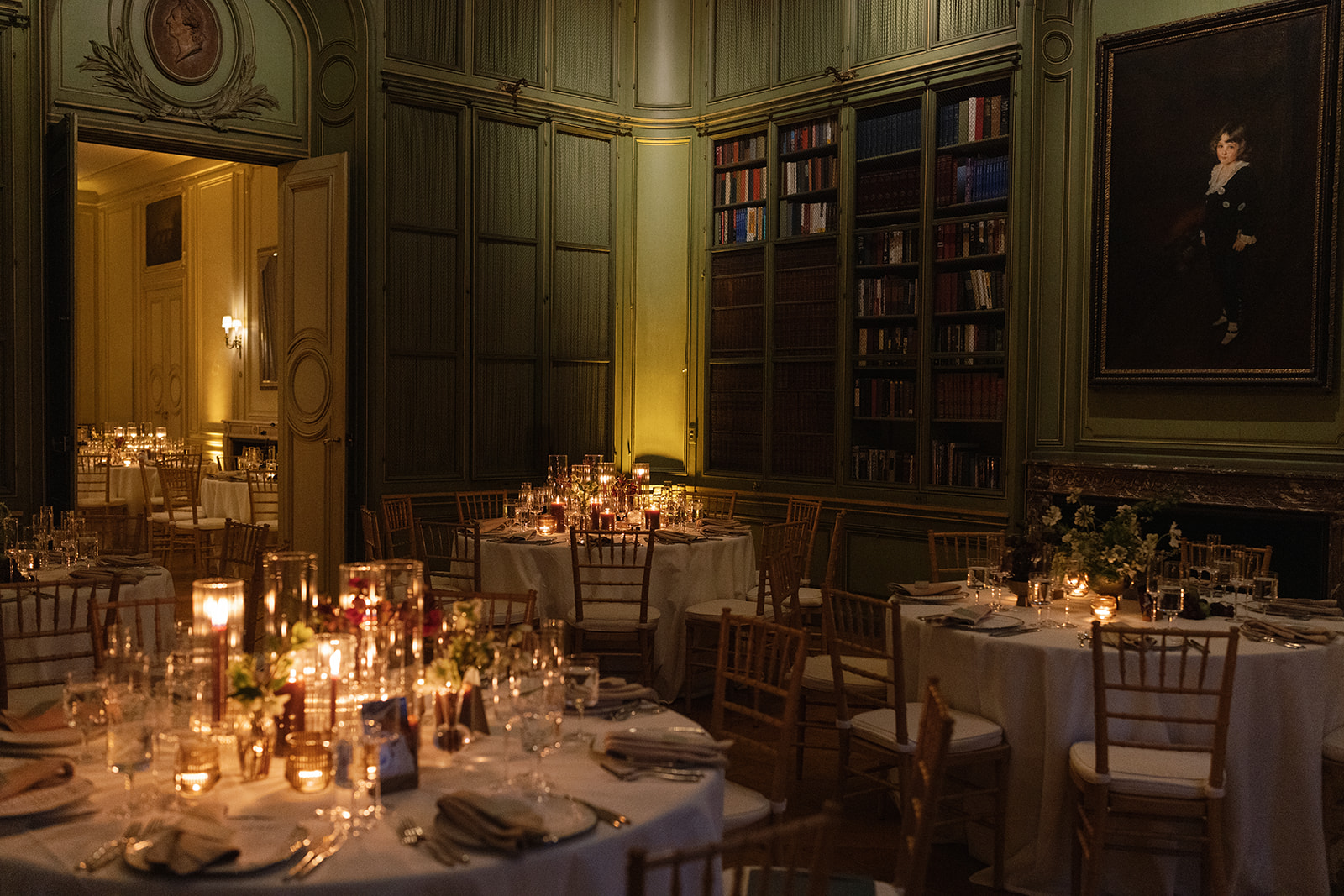 Moody reception set up at the Meridian House Library in Washington DC.